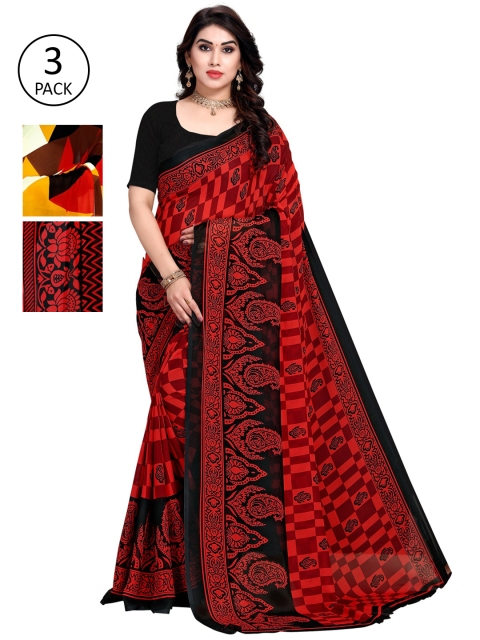 

KALINI Pack Of 3 Printed Saree, Yellow