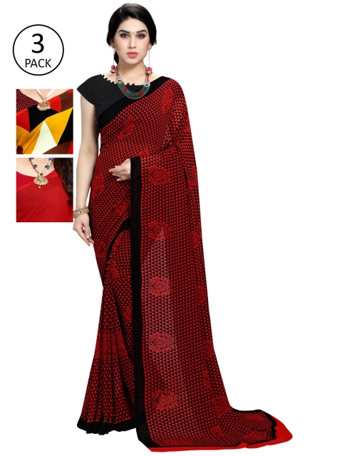 

KALINI Pack Of 3 Multicoloured Printed Sarees, Yellow