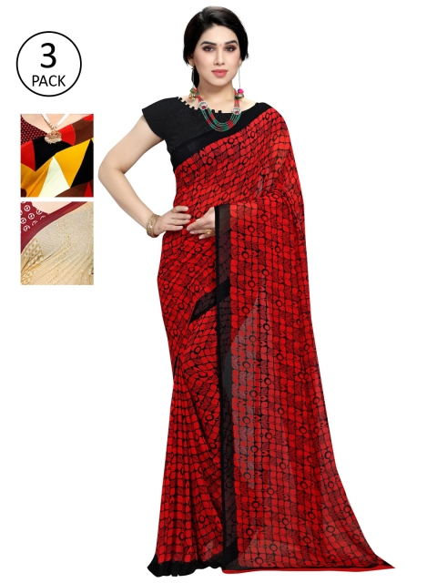 

KALINI Pack Of 3 Printed Saree, Yellow