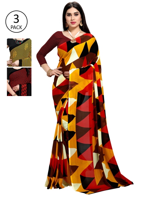 

KALINI Pack of 3 Printed Saree, Multi