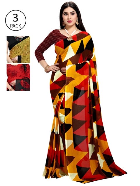 

KALINI Pack Of 3 Printed Sarees, Multi
