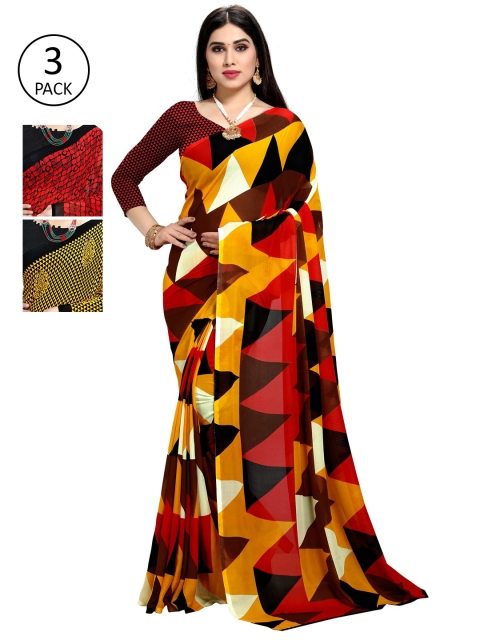 

KALINI Pack Of 3 Poly Georgette Printed Saree, Multi