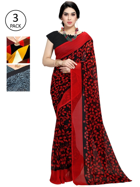 

KALINI Pack Of 3 Multicoloured Printed Sarees, Yellow