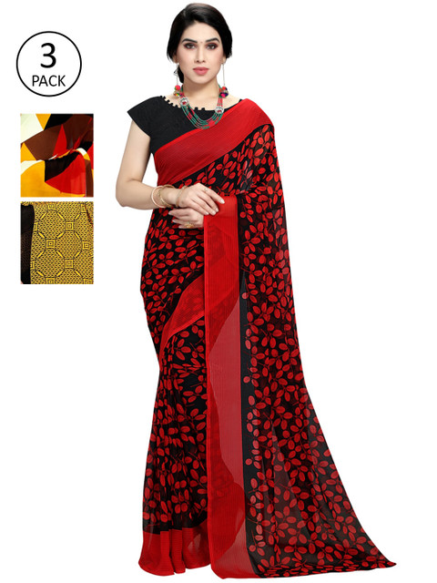 

KALINI Pack Of 3 Printed Saree, Yellow