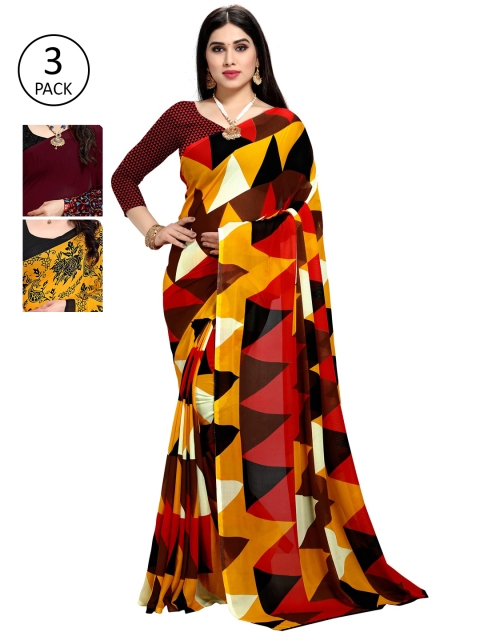 

KALINI Pack Of 3 Printed Saree, Multi