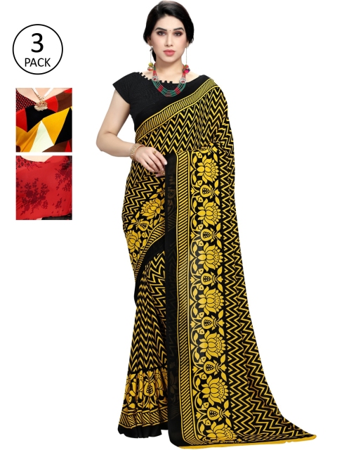 

KALINI Pack Of 3 Poly Georgette Printed Sarees, Multi