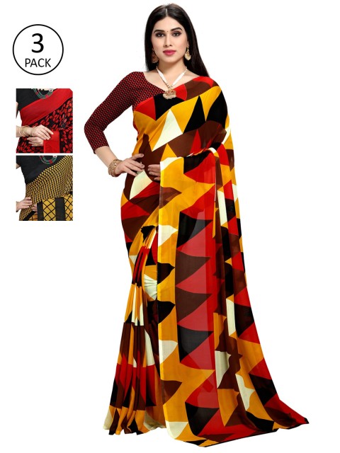 

KALINI Pack Of 3 Printed Sarees, Multi