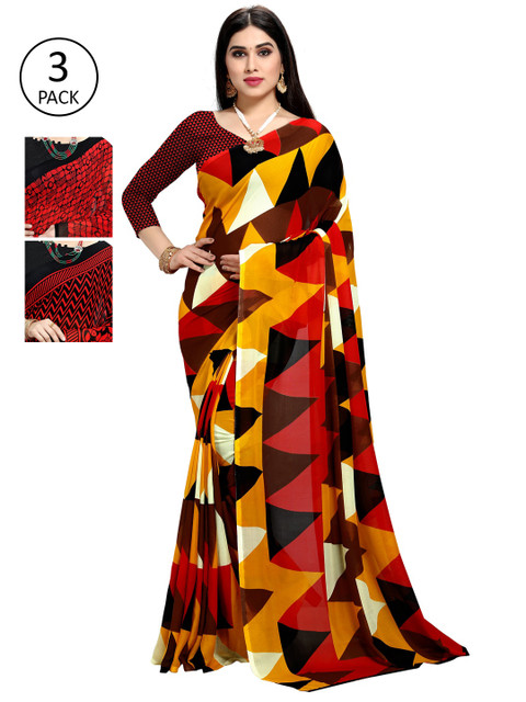 

KALINI Pack Of 3 Printed Saree, Multi
