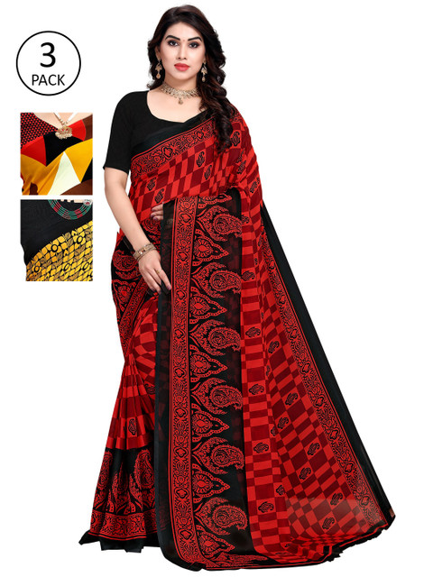

KALINI Women Pack Of 3 Printed Saree, Yellow