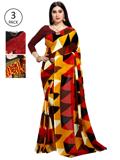 

KALINI Pack Of 3 Printed Sarees, Multi
