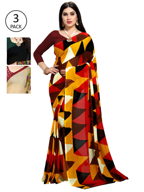 

KALINI Pack Of 3 Printed Sarees, Multi