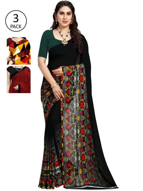

KALINI Pack Of 3 Printed Saree, Red
