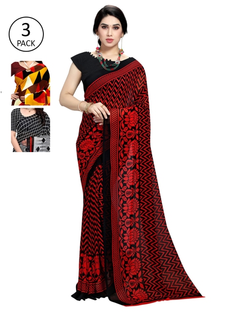 

KALINI Women Pack Of 3 Printed Saree, Yellow