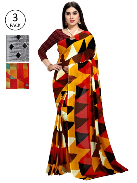 

KALINI Pack Of 3 Printed Sarees, Multi