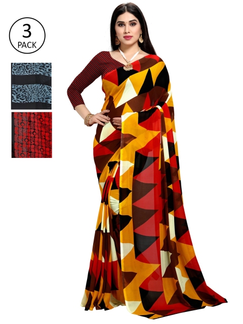 

KALINI Pack Of 3 Printed Sarees, Multi