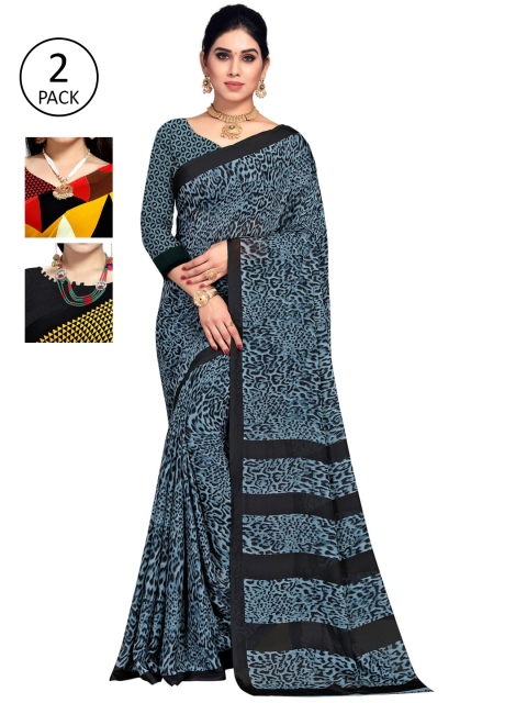 

KALINI Pack Of 3 Printed Saree, Blue