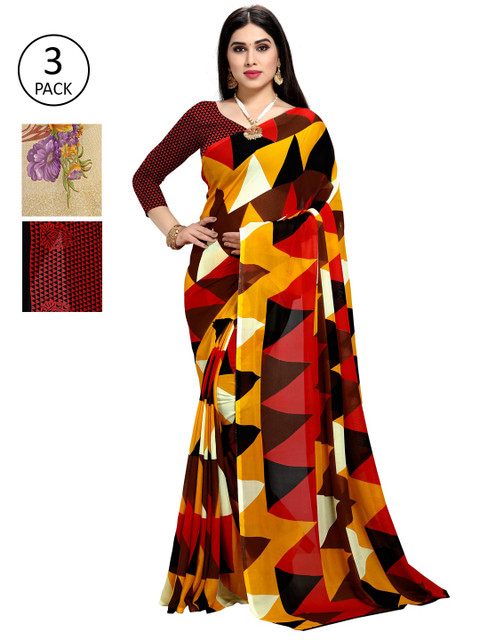

KALINI Pack of 3 Multicoloured Printed Saree, Multi
