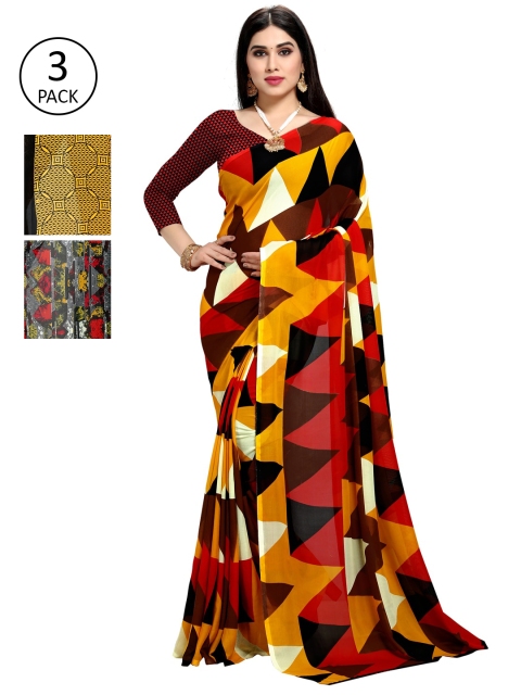 

KALINI Pack Of 3 Printed Saree, Multi