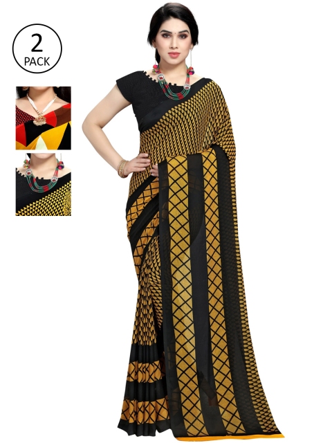 

KALINI Set of 3 Poly Georgette Saree, Multi