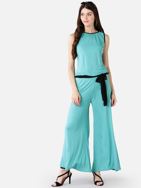 

FIVE STONES Turquoise Blue Basic Jumpsuit