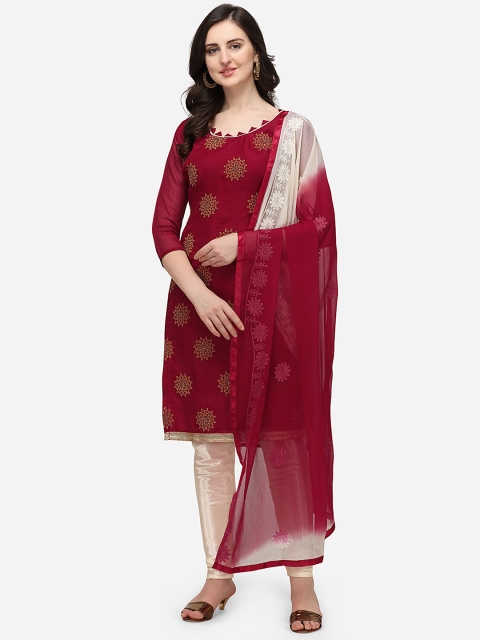 

RAJGRANTH Red & Cream-Coloured Printed Unstitched Dress Material