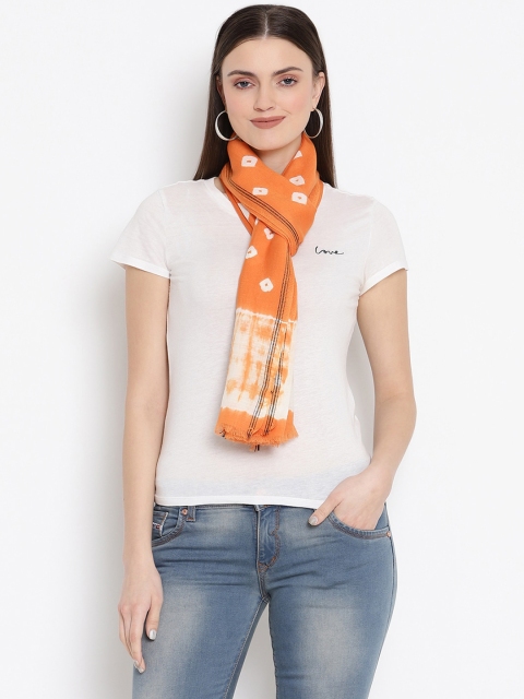 

SHINGORA Women Orange & White Bandhani Print Stole