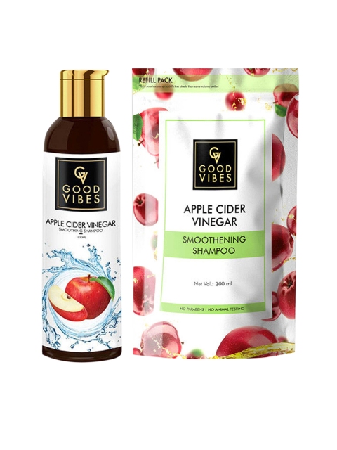 

Good Vibes Unisex Apple Cider Vinegar Smoothing Shampoo Combo 400 ml, White