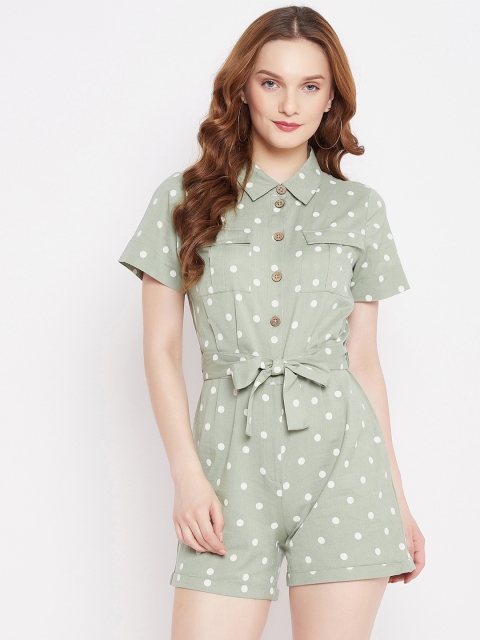 

sandy AND ritz Green & White Printed Jumpsuit