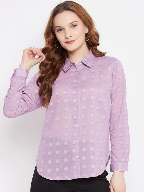 

sandy AND ritz Women Lavender Dobby Weave Organic Cotton Sustainable Casual Shirt
