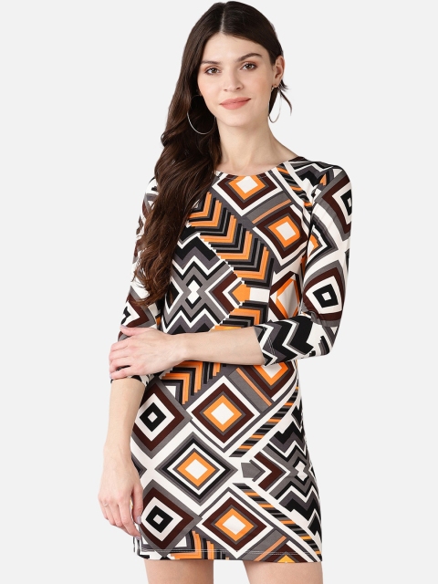 

FIVE STONES Women Multicoloured Geometric Printed Sheath Dress, Multi