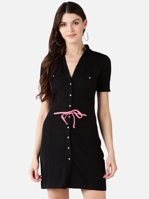 

FIVE STONES Black Shirt Dress
