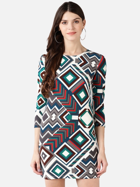 

FIVE STONES Multicoloured Geometric Printed Sheath Dress, Multi