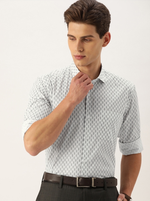 

Peter England Men White Slim Fit Opaque Printed Formal Shirt