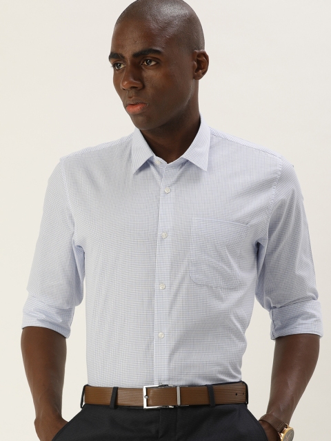 

Peter England Men Blue Slim Fit Opaque Checked Formal Shirt