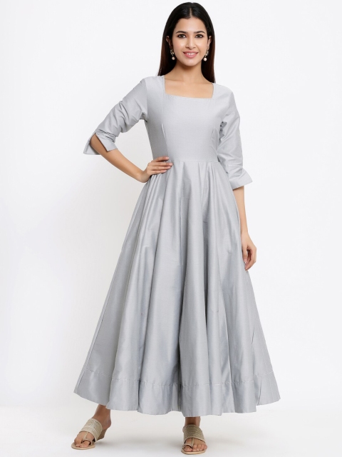 

Indian Virasat Women Silver-Toned Flared Maxi Dress