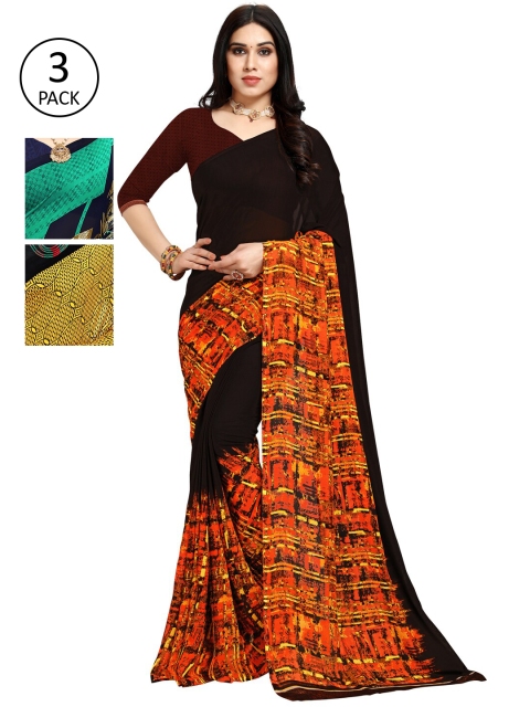 

KALINI Yellow & Green Pack of 3 Saree