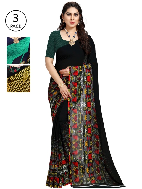 

KALINI Pack Of 3 Poly Georgette Printed Saree, Multi