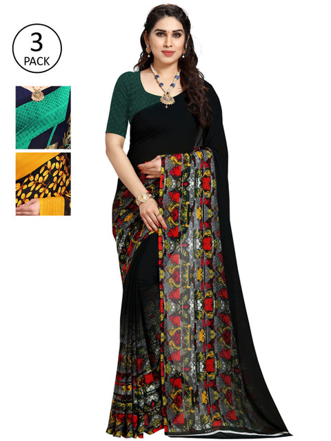 

KALINI Pack Of 3 Printed Saree, Red