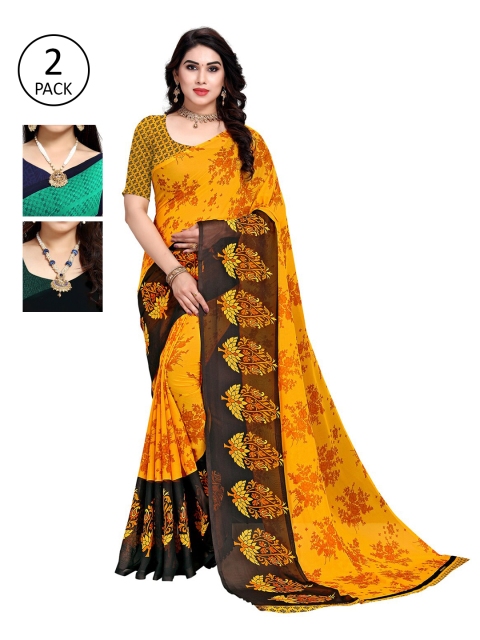 

KALINI Pack Of 3 Printed Saree, Green