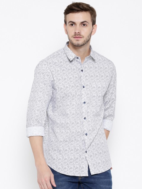 

John Players Men White Slim Fit Printed Casual Shirt