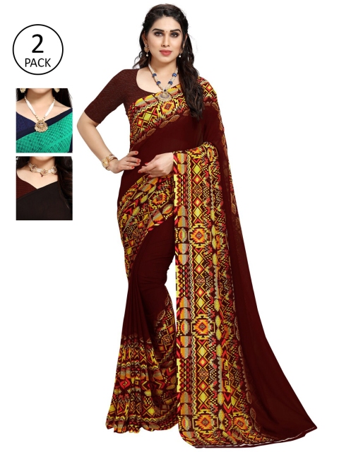 

KALINI Multicoloured Set of 3 Poly Georgette Saree, Multi