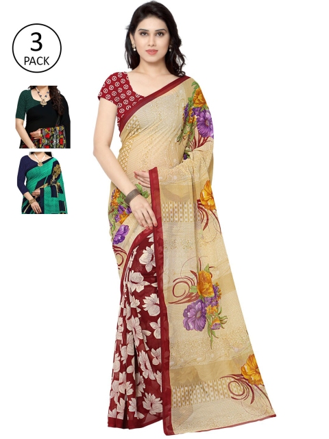 

KALINI Women Pack Of 3 Poly Georgette Printed Sarees, Multi