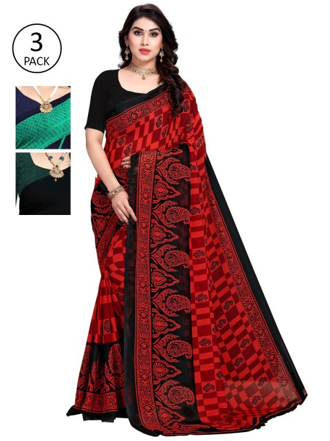 

KALINI Pack of 3 Printed Sarees, Multi