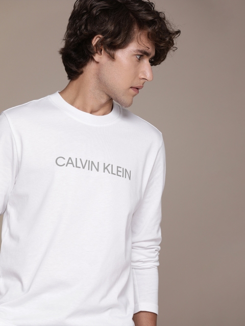 

Calvin Klein Jeans Men White Brand Logo Printed T-shirt