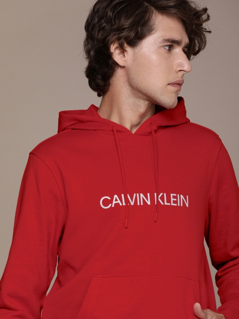 

Calvin Klein Jeans Men Red Printed Hooded Sweatshirt