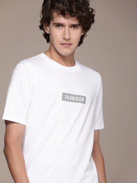

Calvin Klein Jeans Men White Brand Logo Printed T-shirt