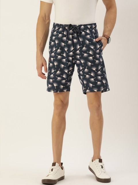 

Peter England Men Navy Blue Printed Regular Cotton Shorts