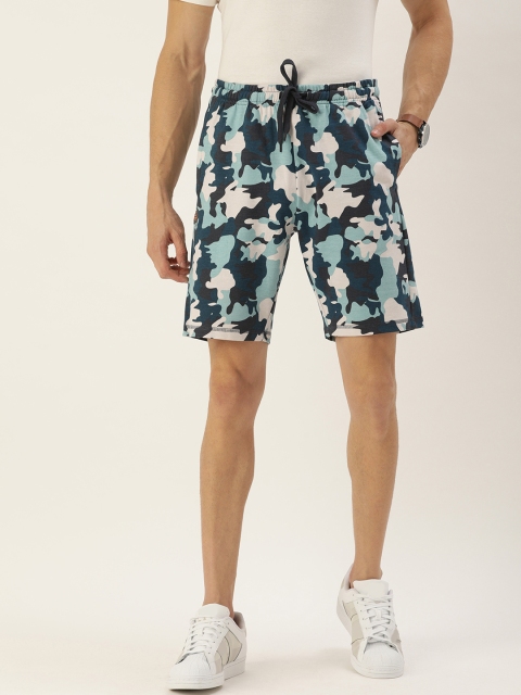 

Peter England Men Navy Blue Camouflage Printed Regular Shorts