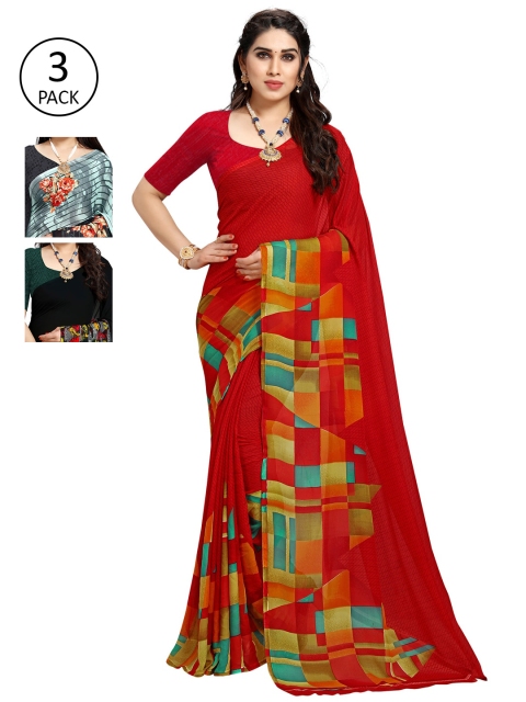 

KALINI Women Pack Of 3 Printed Saree, Grey