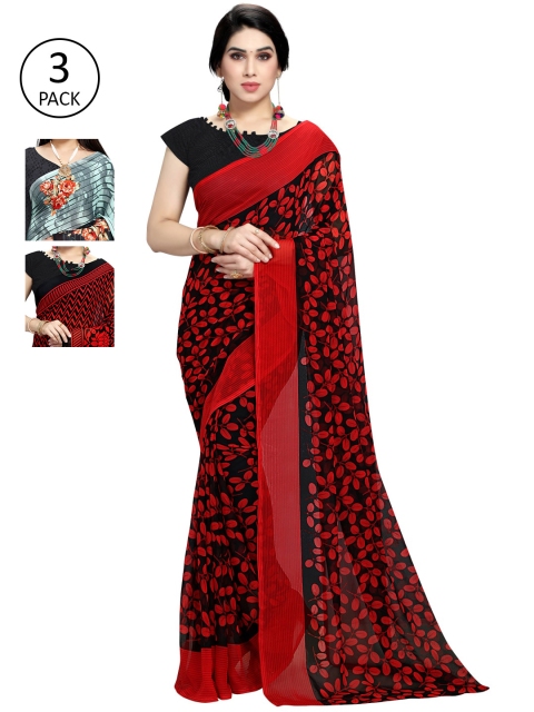 

KALINI Pack Of 3 Printed Saree, Grey